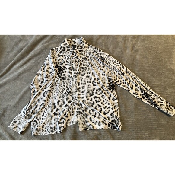 Norma Kamali Black And White Leopard Print Hook & Loop Closure Oversized Sz XS - Picture 3 of 10